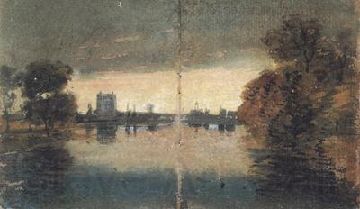 Joseph Mallord William Turner River Scene,Evening effect (mk31) Norge oil painting art